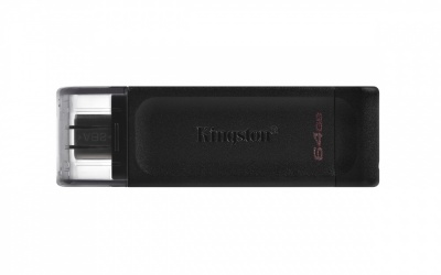 Memoria USB Kingston DataTraveler 70, 64GB, USB-C 3.0, Negro 