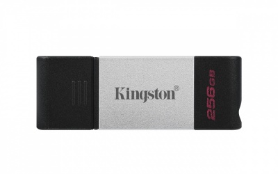 Memoria USB Kingston DataTraveler 80, 256GB, USB 3.2, Lectura 200MB/s, Escritura 60MB/s, Negro/Plata 