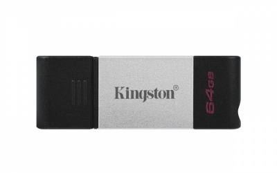 Memoria USB Kingston DataTraveler 80, 64GB, USB 3.2, Lectura 200MB/s, Negro/Plata 