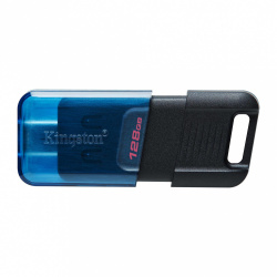 Memoria USB Kingston DataTraveler 80 M, 128GB, USB-C 3.2, Lectura 200MB/s, Negro/Azul 