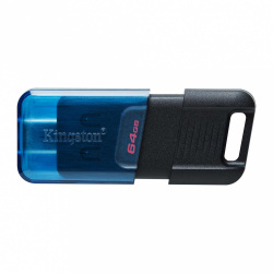 Memoria USB Kingston DataTraveler 80 M, 64GB, USB-C 3.2, Lectura 200MB/s, Negro/Azul 