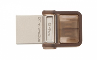 Memoria USB Kingston DataTraveler microDuo OTG, 64GB, USB 2.0, Marrón 