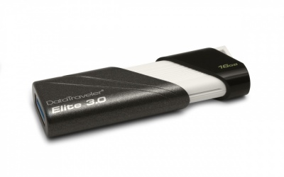 Memoria USB Kingston DataTraveler Elite, 16GB, USB 3.0, Lectura 70MB/s, Escritura 30MB/s, Negro/Blanco 