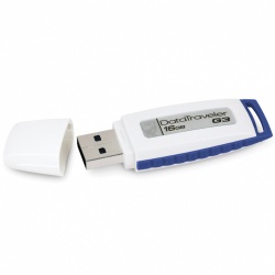 Memoria USB Kingston DataTraveler I G3, 16GB, USB 2.0, Blanco/Azul 