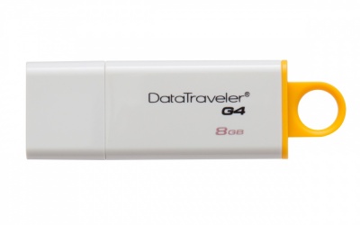 Memoria USB Kingston DataTraveler I G4, 8GB, USB 3.0, Blanco/Amarillo 