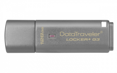 Memoria USB Kingston DataTraveler Locker+ G3, 128GB, USB 3.0, Lectura 135MB/s, Escritura 40MB/s, Plata 