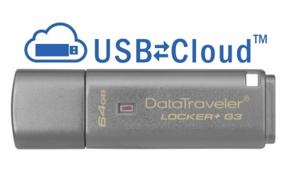 Memoria USB Kingston DataTraveler Locker+ G3, 64GB, USB 3.0, Lectura 135MB/s, Escritura 40MB/s, Plata 