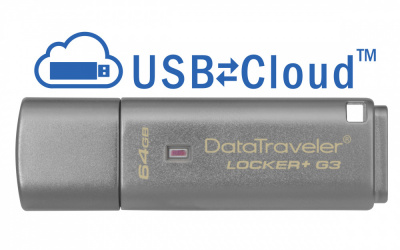 Memoria USB Kingston DataTraveler Locker+ G3, 64GB, USB 3.0, Lectura 135MB/s, Escritura 40MB/s, Plata 