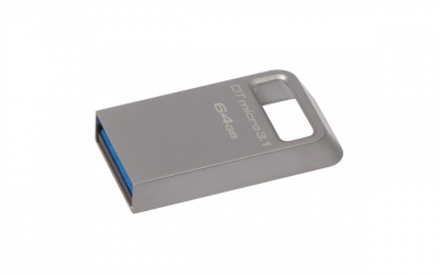Memoria USB Kingston DataTraveler Micro 3.1, 64GB, USB 3.1, Lectura 100MB/s, Escritura 15MB/s, Metálico 