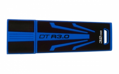 Memoria USB Kingston DataTraveler R3.0, 32GB, USB 3.0, Lectura 70MB/s, Escritura 30MB/s, Negro/Azul 