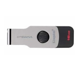 Memoria USB Kingston DataTraveler Swivl, 16GB, USB 3.0, Negro/Plata 