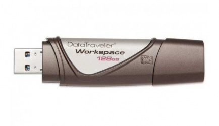 Memoria USB Kingston DataTraveler Workspace, 128GB, USB 3.0, Marrón/Plata - certificado para Windows To Go 