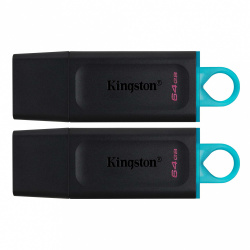 Kit Memoria USB Kingston DataTraveler Exodia, 64GB, USB 3.2, Negro/Azul - 2 Piezas 