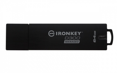 Memoria USB Kingston IronKey D300 Administrable, 64GB, USB 3.0, Negro 