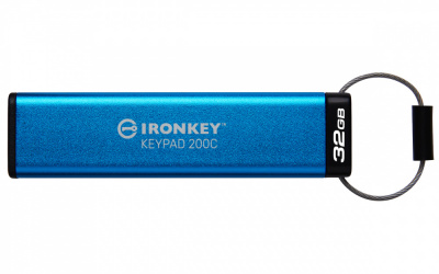 Memoria USB Kingston IronKey Keypad 200C, 32GB, USB-C 3.0, Lectura 145MB/s, Escritura 115MB/s, Azul 