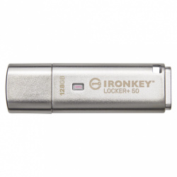 Memoria USB Kingston IronKey Locker+ 50, 128GB, USB-A 3.0, Lectura 145MB/s, Escritura 115MB/s, Plata 