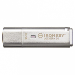 Memoria USB Kingston IronKey Locker+ 50, 16GB, USB 3.2, Lectura 145 MB/s, Escritura 115 MB/s, Plata 