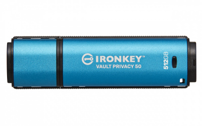 Memoria USB Kingston IronKey Vault Privacy 50, 512GB, USB A 3.2, Lectura 310 MB/s, Escritura 250 MB/s, Azul 