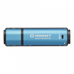 Memoria USB Kingston IronKey Vault Privacy 50, 64GB, USB A 3.2, Azul 