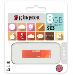 Memoria USB Kingston DataTraveler SE3 Back to School, 8GB, USB 2.0, Naranja 