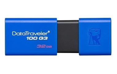 Memoria USB Kingston DataTraveler 100 G3, 32GB, USB 3.1, Lectura 100MB/s, Azul 
