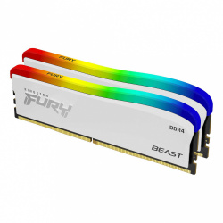Kit Memoria RAM Kingston FURY Beast RGB DDR4, 3200MHz, 16GB - 2 x 8GB, CL16, XMP, Blanco  