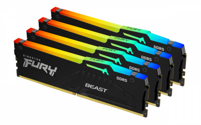 Kit Memoria RAM Kingston FURY Beast RGB DDR5, 5200MHz, 128GB - 4 x 32GB, CL40, XMP  