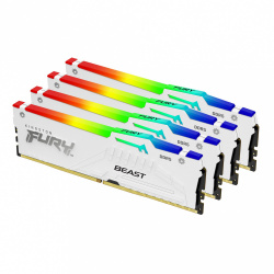 Kit Memoria RAM Kingston FURY Beast DDR5, 5200MHz, 128GB - 4 x 32GB, CL40, XMP, Blanco 