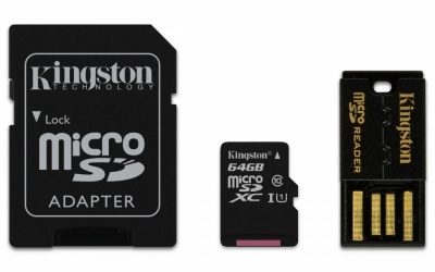 Kingston 64GB Multi Kit / Mobility Kit Class10, incl. Tarjeta microSDHC con Adaptadores SD y USB 