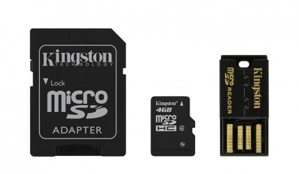 Kingston 4GB Multi Kit / Mobility Kit Clase 4, incl. Tarjeta microSDHC con Adaptadores SD y USB 