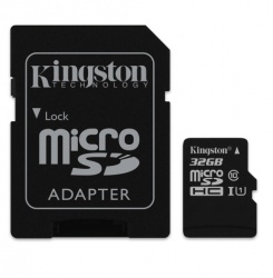 Memoria Flash Kingston, 32GB microSDHC Clase 10, con Adaptador 