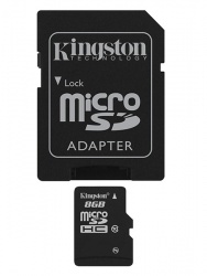 Memoria Flash Kingston, 8GB microSDHC Clase 10, con Adaptador 