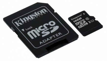 Memoria Flash Kingston, 16GB microSDHC Clase 10 UHS-I , con Adaptador SD 