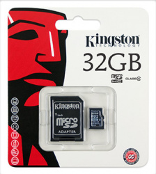Memoria Flash Kingston, 32GB microSDHC Clase 4, con Adaptador 