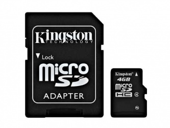 Memoria Flash Kingston, 4GB microSDHC Clase 4, con Adaptador 