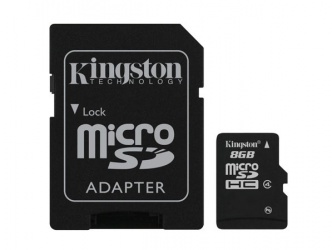 Memoria Flash Kingston, 8GB microSDHC Clase 4, con Adaptador 