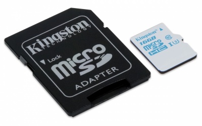 Memoria Flash Kingston, 16GB microSDHC para Cámaras de Acción UHS-I U3 Clase 3, con Adaptador 
