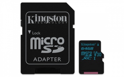 Memoria Flash Kingston Canvas Go!, 64GB MicroSDXC UHS-I Clase 10, con Adaptador 