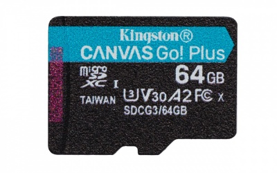 Memoria Flash Kingston Canvas Go! Plus, 64GB MicroSD UHS-I Clase 10 (U3) 