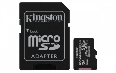 Memoria Flash Kingston Canvas Select Plus, 512GB SDXC UHS-I Clase 10, con Adaptador  