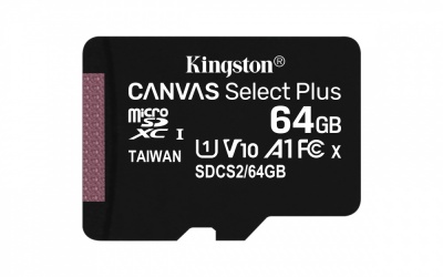 Memoria Flash Kingston Canvas Select Plus, 64GB MicroSDXC UHS-I Clase 10, 2 Piezas, con Adaptador 