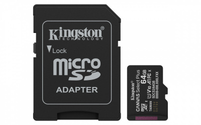 Memoria Flash Kingston SDCS3/64GB, 64GB MicroSDXC UHS-I Clase 10, con Adaptador 