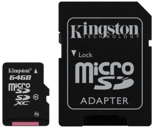 Memoria Flash Kingston, 64GB microSDXC Clase 10, con Adaptador 