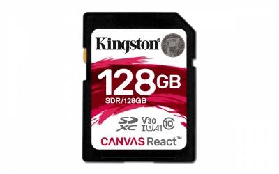 Memoria Flash Kingston Canvas React, 128GB SDXC UHS-I Clase 10 
