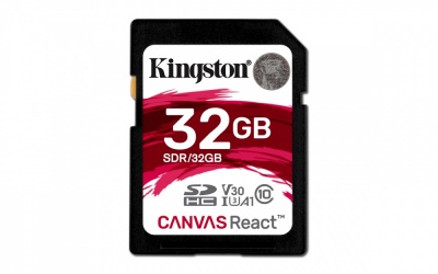 Memoria Flash Kingston Canvas React, 32GB, SDHC Clase 10 
