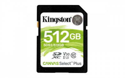 Memoria Flash Kingston Canvas Select Plus, 512GB SDXC UHS-I Clase 10  