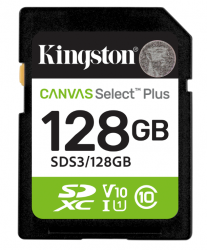 Memoria Flash Kingston Canvas Select Plus, 128GB SDXC UHS-I Clase 10 