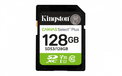 Memoria Flash Kingston Canvas Select Plus, 128GB SD UHS-I Clase 10 