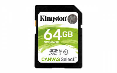 Memoria Flash Kingston Canvas Select, 64GB SDXC UHS-I Clase 10 