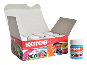 Kores Pintura Acrílica para Arte, 20ml, Turquesa, 12 Piezas 